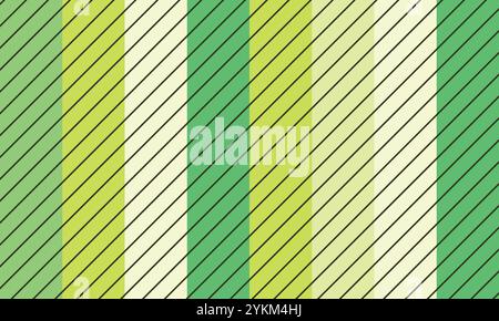 Vibrant Diagonal Striped Pattern in Green, Yellow, and Cream, Seamless Vector Background, Colorful Striped Design with Diagonal Lines Stock Vector