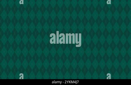 Dark Green Argyle Vector Pattern, Christmas Background, Golf Textile Print, Emerald Diamonds with Gold Accent Lines, Seamless Pattern Tile Stock Vector