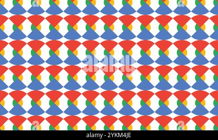 Colorful Geometric Abstract Pattern. Bold Modern Retro Design in Red, Blue, Green, and Yellow for Backgrounds, Wallpapers, Textiles, and Home Decor Stock Vector