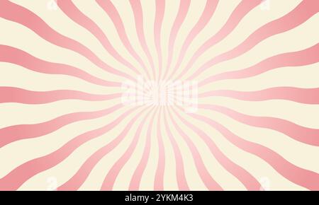 Pink Ice Cream Swirl Background. Candy Lollipop Vortex Pattern with Strawberry and Circus Elements Stock Vector