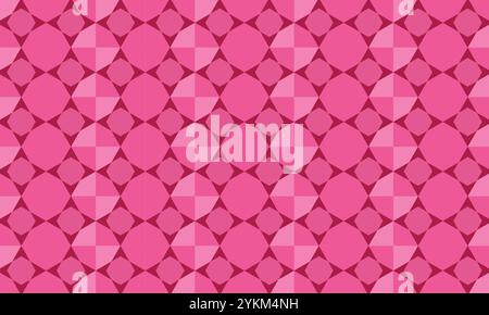 Geometric Pink Pattern with Interlocking Star and Diamond Shapes. Vibrant Seamless Design for Backgrounds, Wallpaper, Fabric Prints Stock Vector