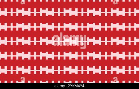 Simple pixel art pattern of white and red horizontal stripes on a flat background, a symmetrical design, simple and minimalistic Stock Vector