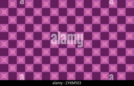 seamless pattern of purple and pink squares with simple star shapes, flat illustration style, vector graphic design, symmetrical composition Stock Vector