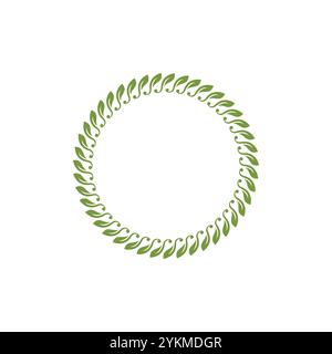 Leaf Round Frame vector Illustration. Organic Logo Design Stock Vector