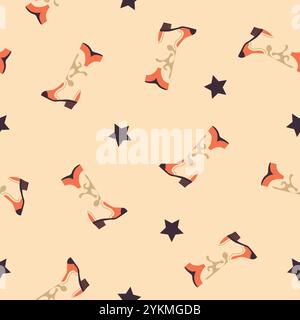 Cowboy Boots and Stars Pattern Stock Vector