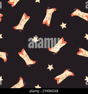 Cowboy Boots with Stars Pattern Stock Vector