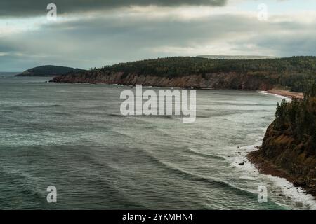 Looking South along the Cabot Trail in the Cape Breton Highlands National Park   Neils Harbour, Nova Scotia, CAN Stock Photo