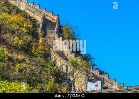 Fall Colors Great Wall Steep North Section Juyongguan Jiyong Pass Beijing China. Juyongguan is northern gateway and closest Wall section to Beijing. G Stock Photo