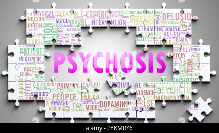 Psychosis being a complex subject, related to other important topics. Stock Photo