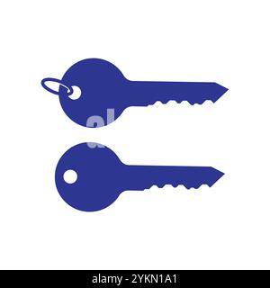 Simple Minimalist Key chain Icon Illustration Silhouette Design Vector Stock Vector