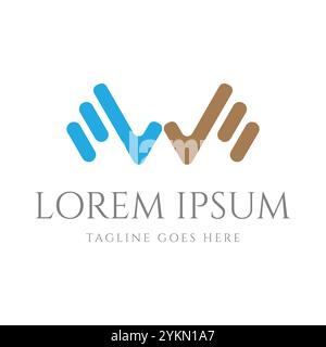 Spreading Hand Shape Initial Letter W for Team Teamwork Charity Foundation Unity Peace Diversity Care Logo Design Vector Stock Vector