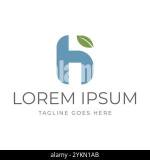 Initial Letter H for Holistic Herbal Leaf Leaves Garden Nature Logo Design Vector Stock Vector