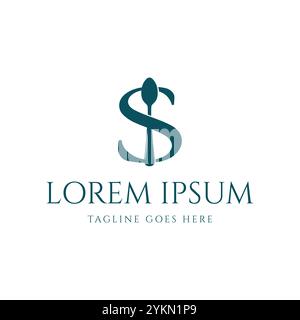 Initial Letter S with Spoon for Food Restaurant Service Icon Symbol Logo Design Vector Stock Vector