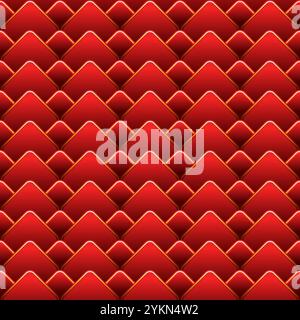 seamless pattern of overlapping red squares with thin gold borders, creating a dynamic and luxurious texture. Stock Vector