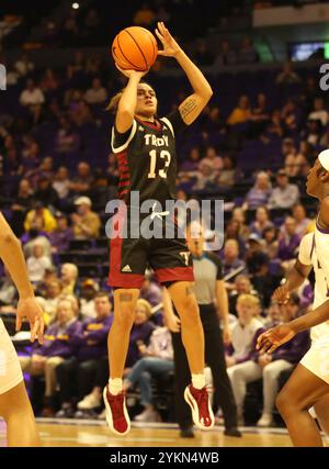 Baton Rouge, United States. 18th Nov, 2024. Troy Trojans guard Shaulana Wagner (13) shoots a jumper during a women's basketball game at the Pete Maravich Assembly Center on Monday, November 18, 2024 in Baton Rouge, Louisiana. (Photo by Peter G. Forest/SipaUSA) Credit: Sipa USA/Alamy Live News Stock Photo