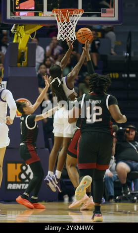 Baton Rouge, United States. 18th Nov, 2024. LSU Lady Tigers guard Flau'Jae Johnson (4) shoots a layup during a women's basketball game at the Pete Maravich Assembly Center on Monday, November 18, 2024 in Baton Rouge, Louisiana. (Photo by Peter G. Forest/SipaUSA) Credit: Sipa USA/Alamy Live News Stock Photo