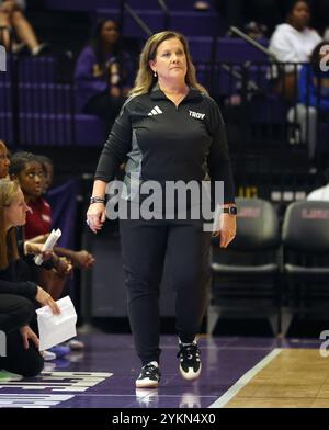 Baton Rouge, United States. 18th Nov, 2024. Troy Trojans head coach Chanda Rigby pace the sidelines during a women's basketball game at the Pete Maravich Assembly Center on Monday, November 18, 2024 in Baton Rouge, Louisiana. (Photo by Peter G. Forest/SipaUSA) Credit: Sipa USA/Alamy Live News Stock Photo