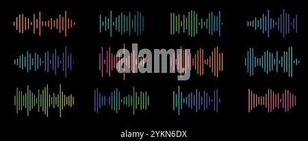 Colorful soundwave line art Stock Vector