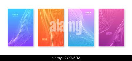 Wavy dots cover set Stock Vector