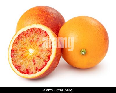 Sicilian blood oranges on white background Stock Photo