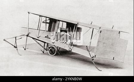 J.W. Dunne's Biplane, D.8, 1912. John William Dunne, 1875 – 1949. British soldier, aeronautical engineer and philosopher.  From Wings of War, published 1942. Stock Photo