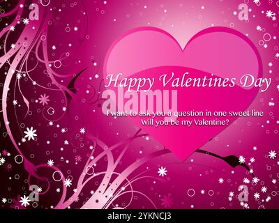 Pink background with a heart in the center and the words Happy Valentines Day. The heart is surrounded by a lot of small circles. Highlighted with Lov Stock Vector