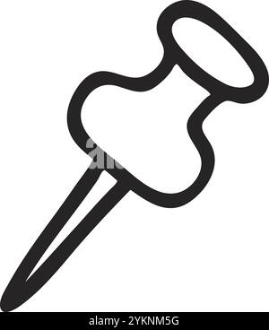 Doodle Push Pin or thumb tack icon. Line art style graphic design element Stock Vector