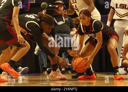 Baton Rouge, United States. 18th Nov, 2024. Troy Trojans guard Ashley Baez (2) reaches for the ball during a women's basketball game at the Pete Maravich Assembly Center on Monday, November 18, 2024 in Baton Rouge, Louisiana. (Photo by Peter G. Forest/SipaUSA) Credit: Sipa USA/Alamy Live News Stock Photo