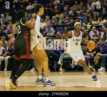 Baton Rouge, United States. 18th Nov, 2024. LSU Lady Tigers guard Flau'Jae Johnson (4) drives to the basket during a women's basketball game at the Pete Maravich Assembly Center on Monday, November 18, 2024 in Baton Rouge, Louisiana. (Photo by Peter G. Forest/SipaUSA) Credit: Sipa USA/Alamy Live News Stock Photo