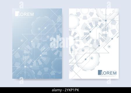 Abstract digital technology cover template design for a report and brochure, flyer, leaflets, poster, header, banner, website, presentation. Vector Stock Vector