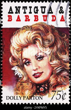 American country singer Dolly Parton on postage stamp Stock Photo