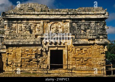 Edificio de las Monjas (Nunnery), Mayan, Toltec ruins, sunset, Chichen Itza archaeological site, Yucatan, Mexico Stock Photo