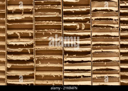 Corrugated cardboard lengths background backdrop. Cardboard packaging for business and industrial use, biodegradable and environmentally friendly. Stock Photo