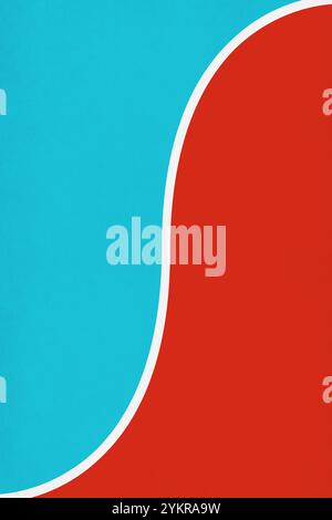 Abstract cyan and red background divided by a white S shaped line. Stock Photo