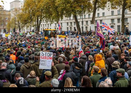 Farmers Rally, Westminster, London, UK. 19th November 2024. Thousands attended a protest organized by National Farmers’ Union (NFU) against Rachel Reeves’ decision to impose Inheritance Tax (IHT) on all farms, worth over £1 Million. Credit: Amanda Rose/Alamy Live News Stock Photo