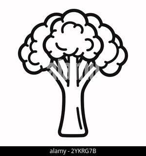Outline broccoli black icon isolated on white background. Simple vector illustration Stock Vector