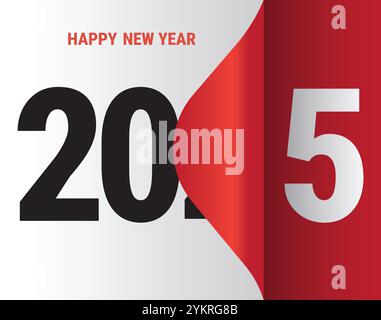 Happy New Year Concept with Split Year Design. A page flip effect showing the end of 2024 and the beginning of 2025 Stock Vector