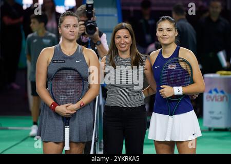 Malaga, Spain. 19th Nov, 2024. MALAGA, SPAIN - NOVEMBER 19: Emma Raducanu of Great Britain and Viktoria Hruncakova of Slovakia pose prior the semifinal tie between Great Britain and Slovakia during the Billie Jean King Cup Finals at Palacio de Deportes Jose Maria Martin Carpena on November 19, 2024 in Malaga, Spain. (Photo by Francisco Macia/Photo Players Images/Magara Press) Credit: Magara Press SL/Alamy Live News Stock Photo