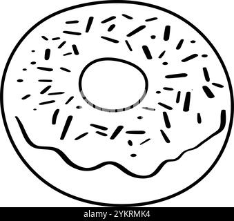 Whole donut line icon in simple style isolated on white background. Pictogram symbol and illustration for logo. Thin black outline vector Stock Vector