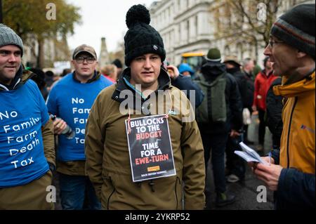 London, UK. 19th November, 2024.  British farmers rally in London to demonstrate against tax changes made by the Labour government in the 2024 budget. Credit: David Tramontan / Alamy Live News Stock Photo