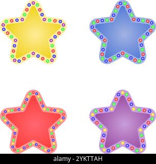 star with colorful bulb lamp border, vector illustration isolated on white background. Stock Vector