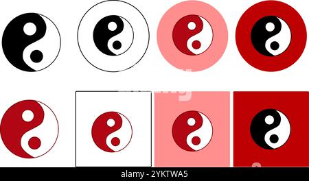 Yin Yang icon logo on white background. vector graphic illustration Stock Vector