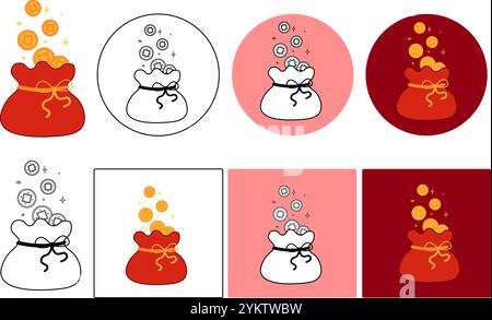 Chinese New Year Money pocket vector logo. Chinese money bag vector. Vector graphic design. Stock Vector