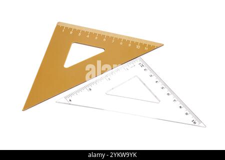 Triangle rulers isolated on white background Stock Photo
