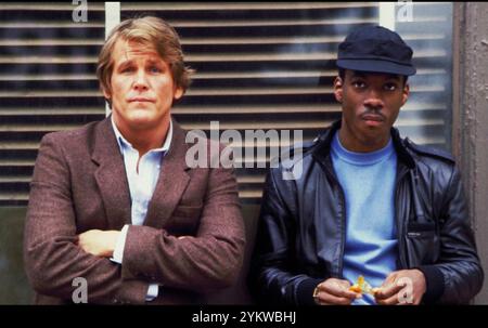 48 HOURS 1982 Paramount Pictures film with Nick Nolte at left as San Francisco Police inspector Jack Cates and Eddie Murphy as  Reggie Hammond a convict on a 48 hour parole as his aide. Stock Photo