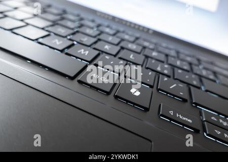 OSTRAVA, CZECHIA - AUGUST 19, 2024: Microsoft Copilot AI key on laptop keyboard accessing Windows 11 artificial intelligence Stock Photo