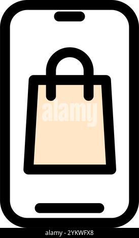 Shopping bag - clean and modern ecommerce and online marketing icon Stock Vector