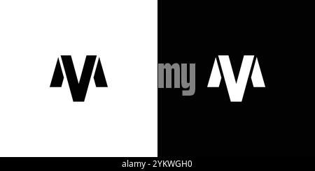 Modern and strong  MV  logo design Stock Vector