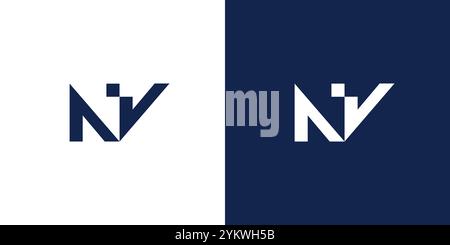 Modern and unique  NV  logo design Stock Vector