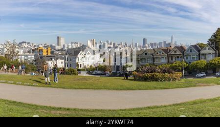 A picture of the Painted Ladies of San Francisco and the Alamo Square Stock Photo